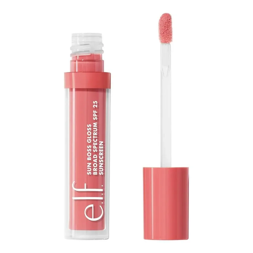 e.l.f. Sun Boss Gloss SPF 25 Pigmented Lip Gloss Blush Much A High-Shine 0.13oz